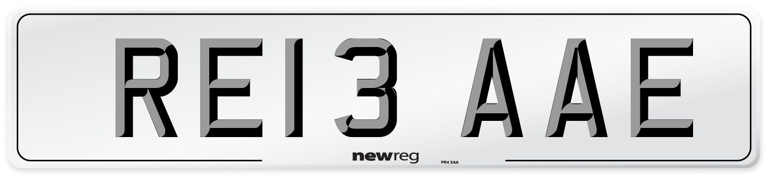 RE13 AAE Number Plate from New Reg